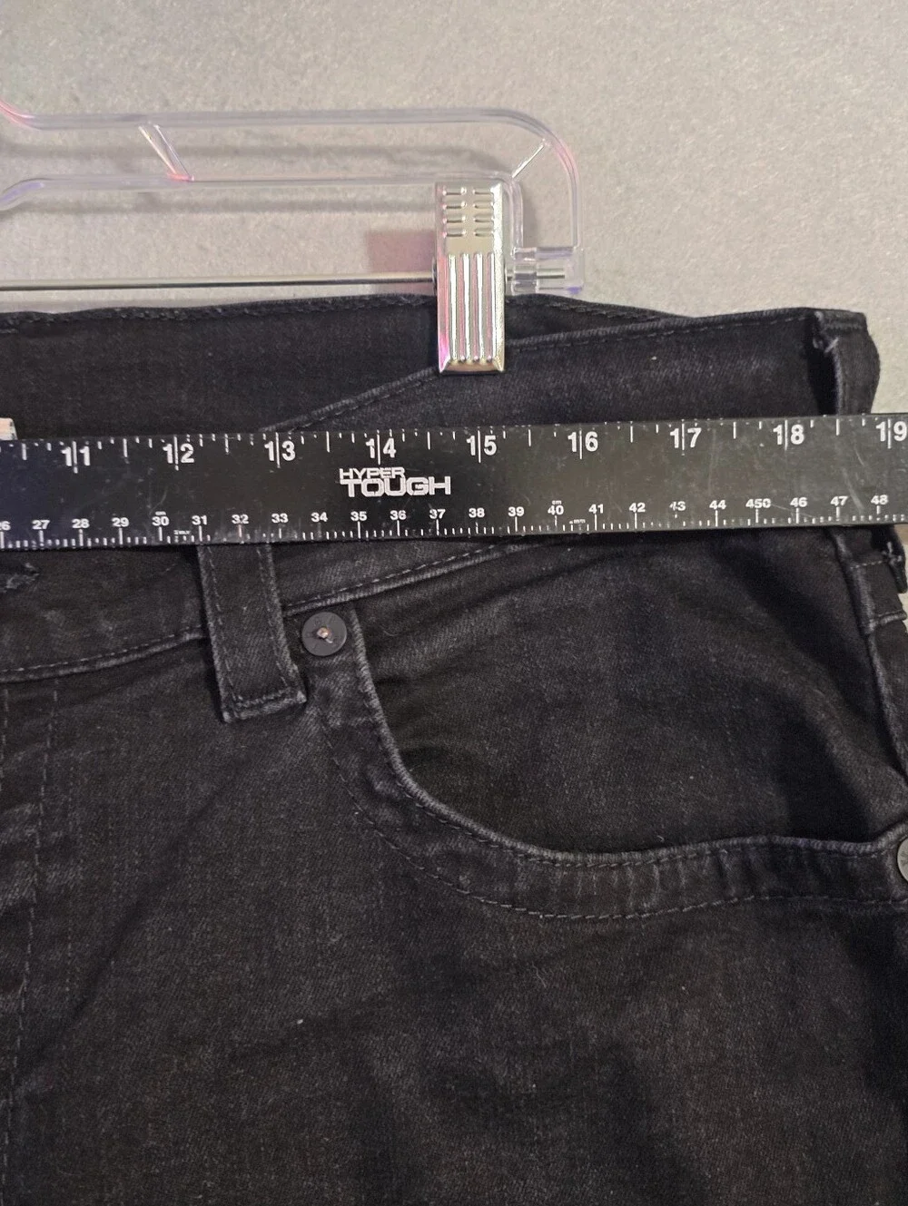 True Religion Mens Black Flap Pockets Rocco Relaxed Skinny Jeans Size 36x33.5